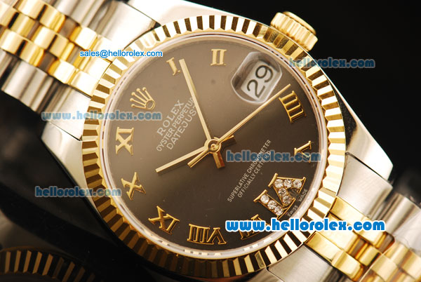 Rolex Datejust Automatic Movement ETA Coating Case with Gold Bezel and Two Tone Strap - Click Image to Close